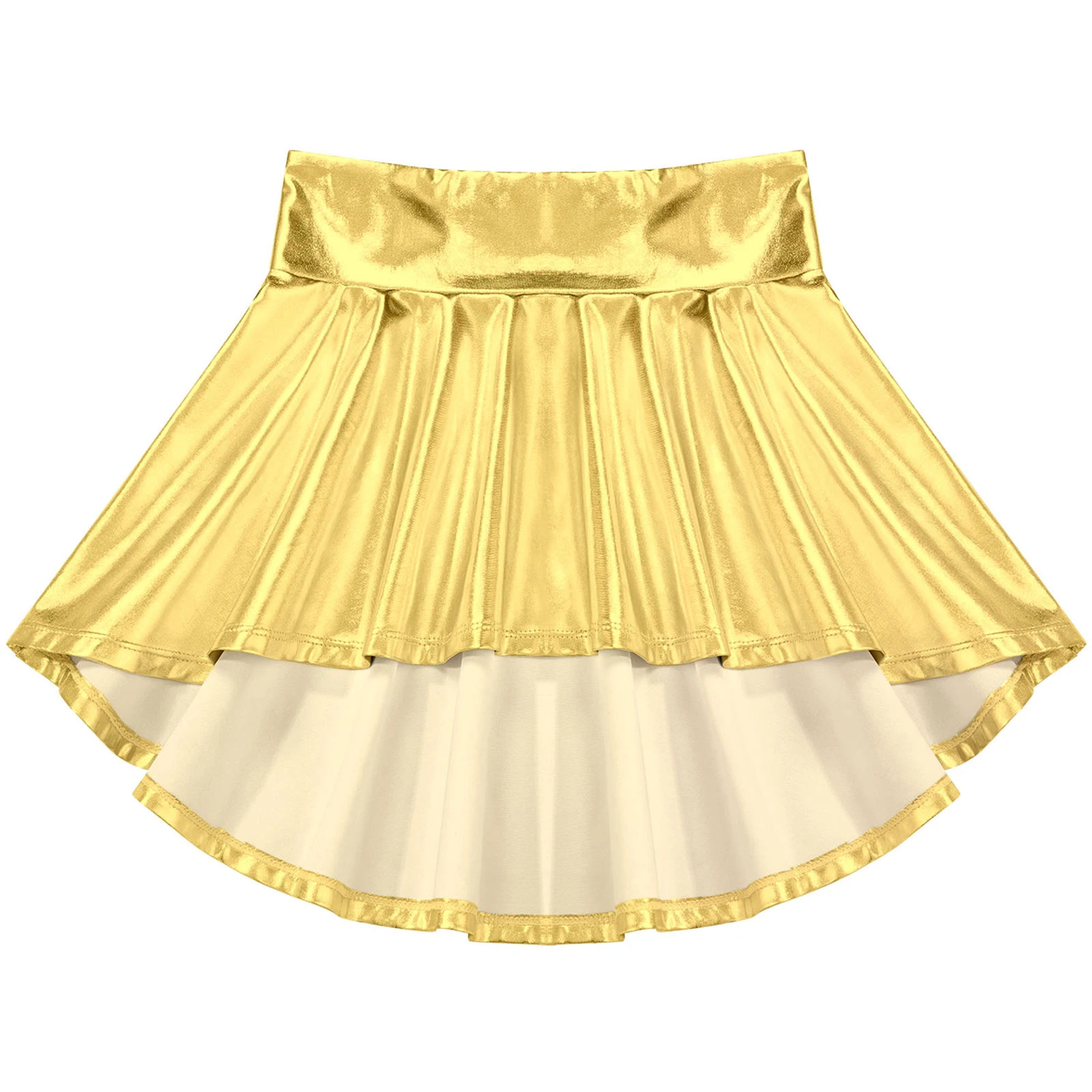 Kleine Kinderen Meisjes Glanzend Metallic Ballet Dans Hiphop Jazz Rok Ruche Onregelmatige Zoom Mini A-Line Rokken Performance Competitie