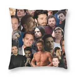 Sebastian Stan Photo Collage Pillowcover Home Decorative Cushion Cover Throw Pillow for Living Room Double-sided Printing