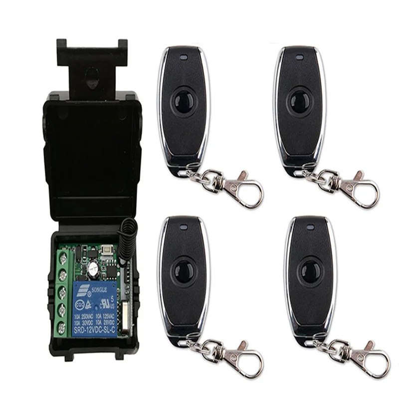 

DC12V 1CH 1 CH 10A Remote Control Light Switch Relay Output Radio Receiver Module +one-button metal Remote Garage Door/lamp