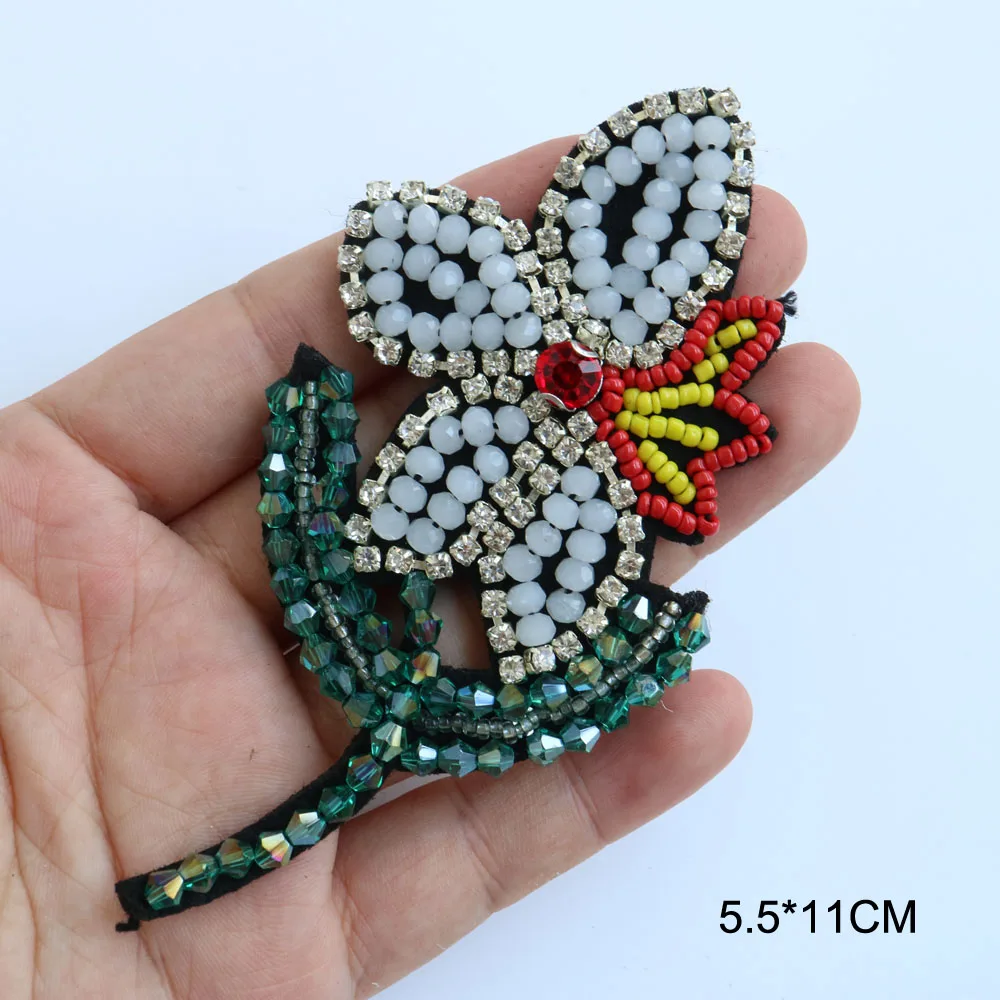 Mode nähen auf Strass perlen Patches für kleidung Blume Vogel stickerei applique Parches Handgemachte pailletten patch – Detail 19