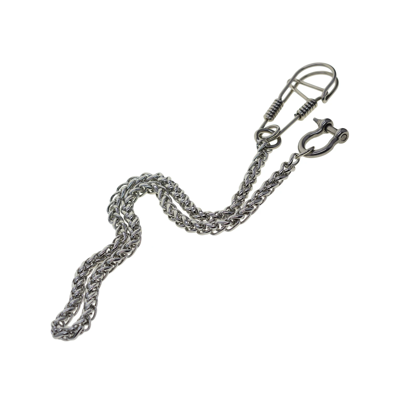 Stainless steel wheat snake wallet jean trousers biker chains  D shackle connector wire wrapped  hand made spring hook