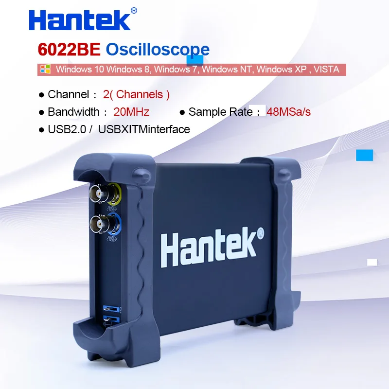 

Hantek Digital Oscilloscope 2CH 6022BE Laptop PC USB 2.0 Storage Virtual Oscilloscope 20Mhz Handheld Portable Osciloscopio