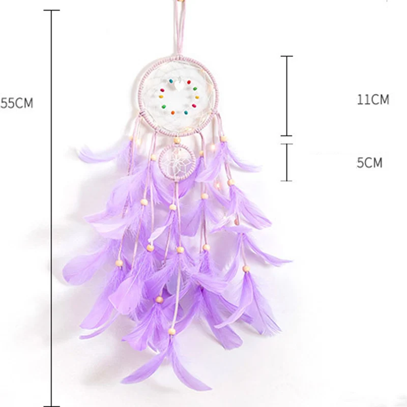 Girl's heart lovely soft girl white feather purple dream catcher dream net room decoration shooting dreamcatcher Wind chime gift