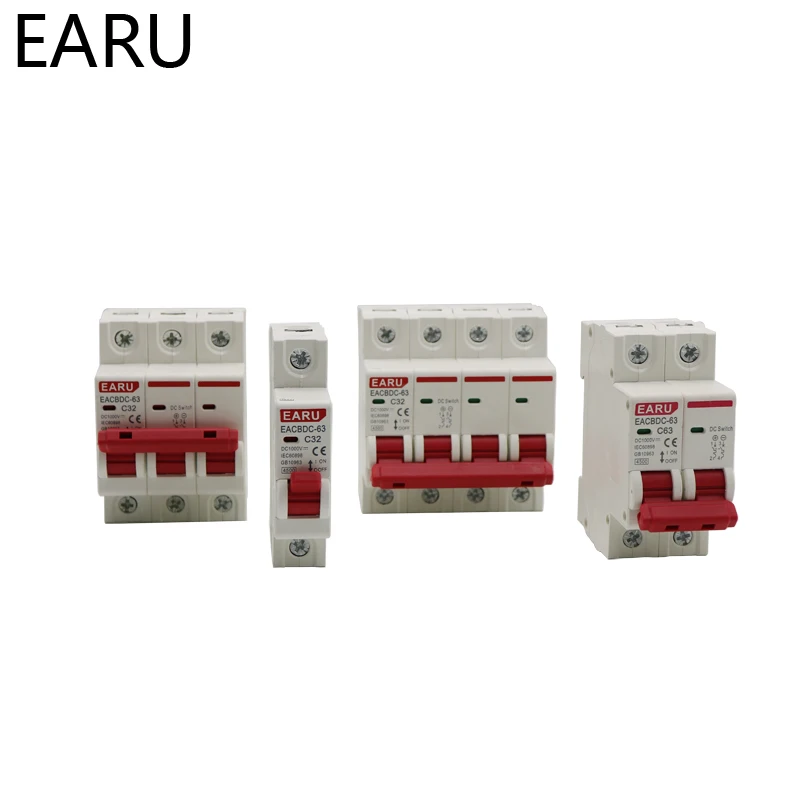 DC 1000V 1P 2P 3P 4PSolar Mini Circuit Breaker Overload Protection Switch 6A 10A 16A 20A 25A 32A 40A 50A 63A Photovoltaic MCB PV