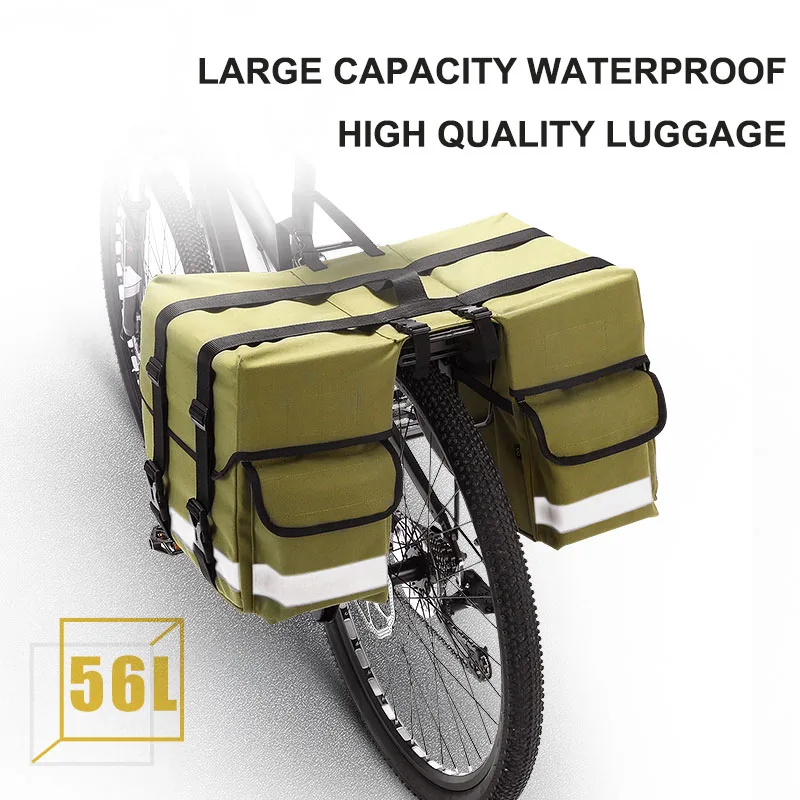 Mountain bike rear luggage rack travel bag Cycling equipment, shoulder bag, long-distance 56L waterproof bag