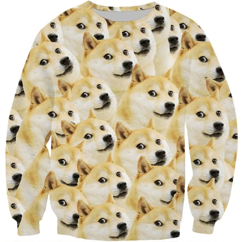 Drop shipping Fashion Men 3d animal Hoodies Funny Doge Head pullover Deus God Dog/shiba Inu Printed Unisex Sweatshirt/zip hoodie