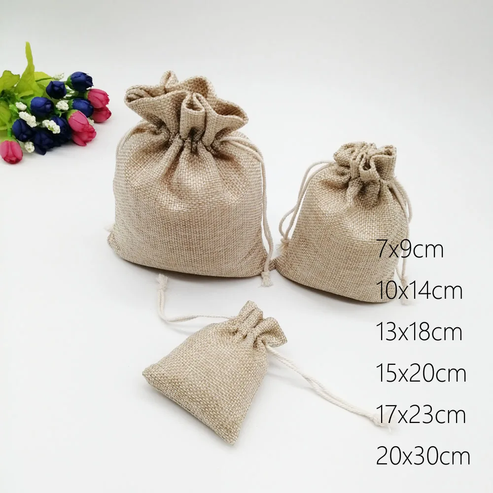 6 Stks/partij Jute Zakken Gift Koord Pouch Gift Box Zakken Verpakking Gift Linnen Tassen Sieraden Display Wedding Sack Jute zak Diy