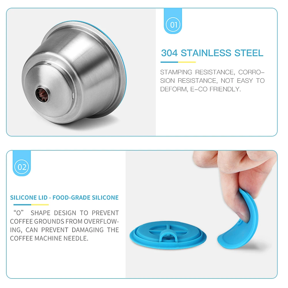 Refillable STAINLESS STEEL Metal Reusable Dolce Gusto Capsule Silicone Cover Dolci Gusto Coffee Machine Coffee Spoon with Clip