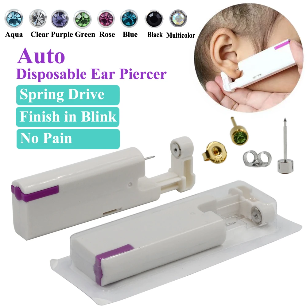 1pc Third Generation Auto Disposable Ear Piercing Gun Unit Tool Device Safty No Pain Ear Nose Piercer Buit-in Surgical Studs