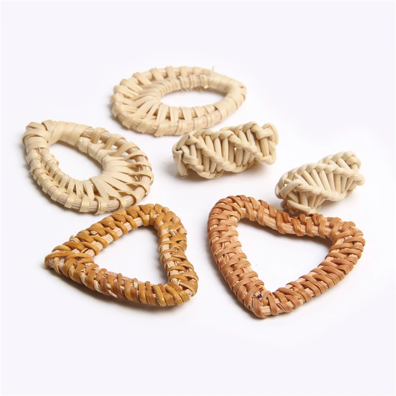 2pcs 5pcs 10pcs Mixed Vintage Geometric Bamboo Weave Handmade Knitting Bamboo Pendant for Jewelry Making Earrings Accessries