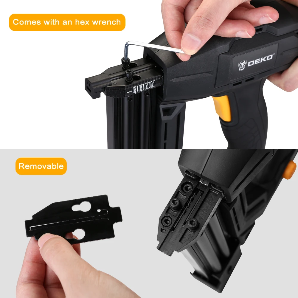 DEKO DKET02 Elettrico Tacker e Cucitrice Mobili Staple Gun per il Telaio con Punti Metallici e Lavorazione Del Legno Strumento
