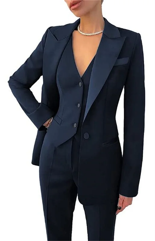 Costume 3 pièces Patricia à revers pour femmes, blazer d\'été imbibé pour femmes, ensemble pantalon