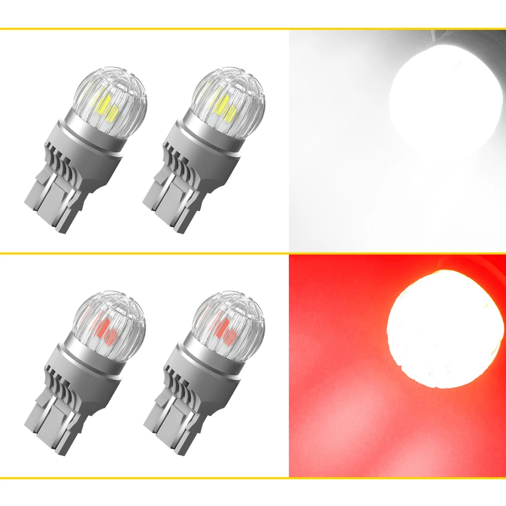 AUXITO 2Pcs T20 LED 7440 WY21W W21W LED Bulbs 7443 W21/5W LED Red White Super Bright Backup Reversing Light for Car Signal Lamp