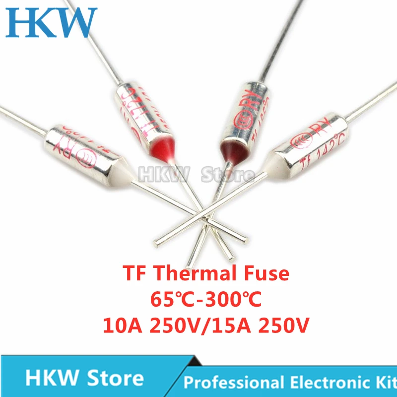 10/100pcs TF Thermal Fuse RY 10A 15A 250V Temperature Control Thermostat Switch 120 121 142 155 165 172 216 220 240 280 ℃ Degree