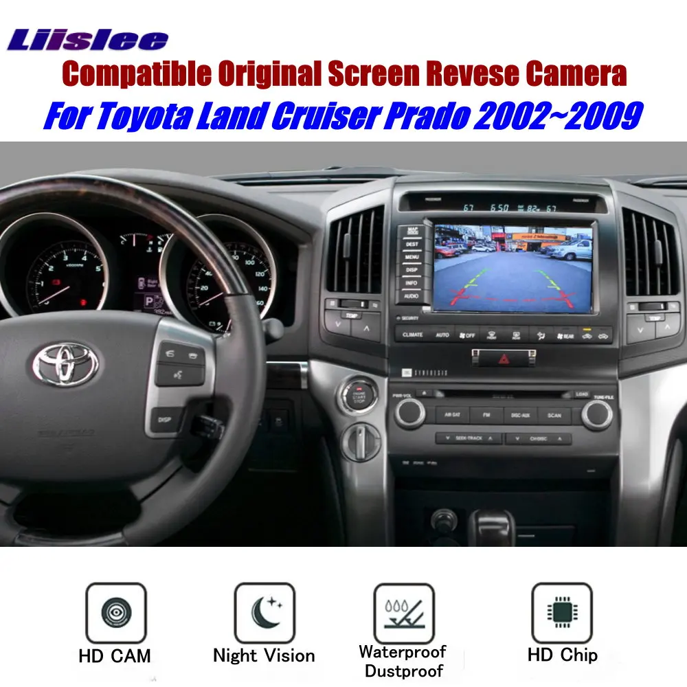 

Адаптер для камеры заднего вида для Toyota Land Cruiser Prado 2002-2009, RCA HD камера ПЗС OEM дисплей, комплект обновления изображения заднего вида