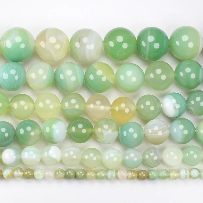 Apple green Stripe Agate 4-16mm Round Loose Beads 15inch ,DIY Jewelry Making ! We provide mixed wholesale for all items !