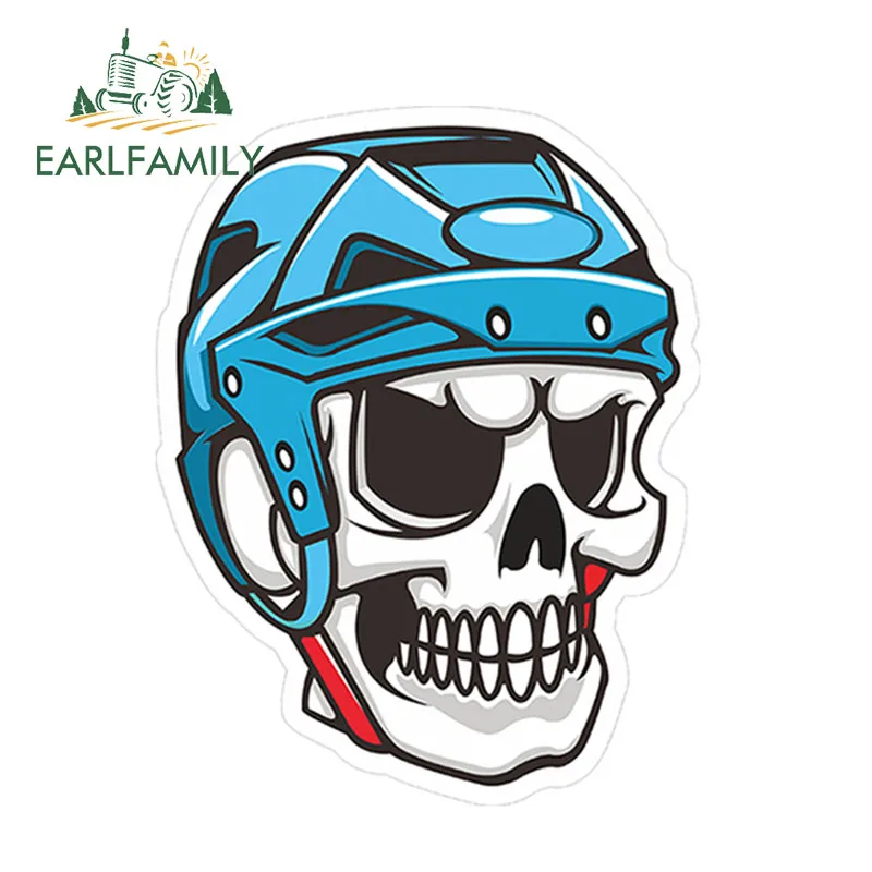 EARLFAMILY 13cm x 10.1cm Cartoon Skull with Helmet Reflective 3D Car Sticker Motorcycle Bike Tuning Decal Waterproof Car Styling