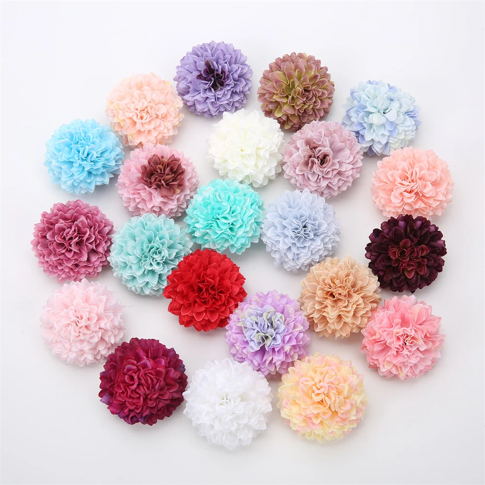 10/20PCS Artificial Silk Carnation Faux Flowers Heads Mini Hydrangea Home Decor Wedding Party Decoration DIY Wreath Fake Flowers