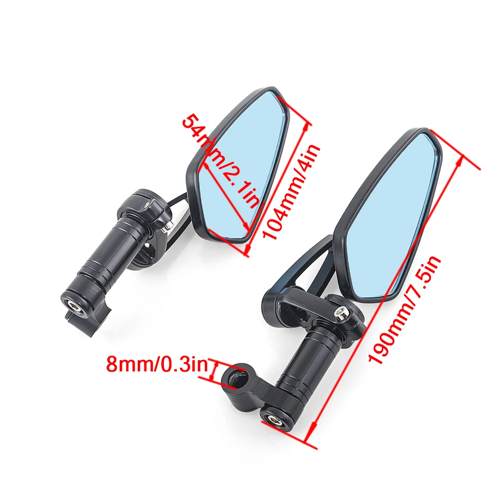 Universal CNC Aluminum Motorcycle Handlebar Rear View Mirrors Blue Anti-glare Convex Mirror for Honda Yamaha Suzuki Scooter