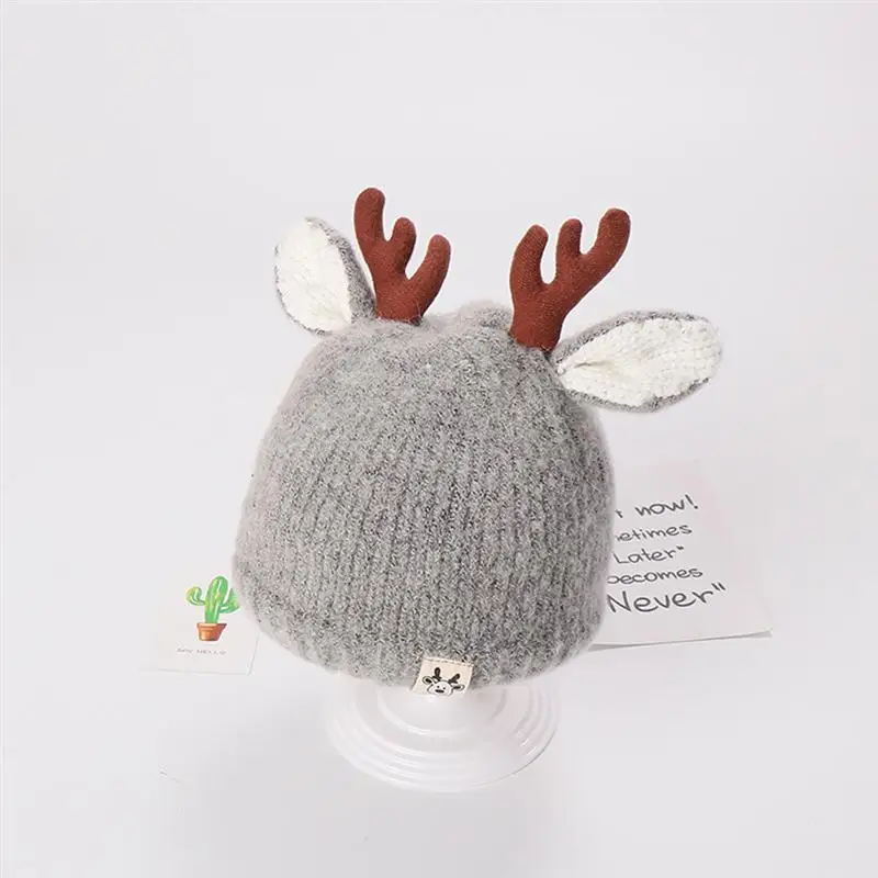 Hat Christmas Beanie Knit Kids Baby Winter Warm Antler Knitted Reindeer Cap Infant Children