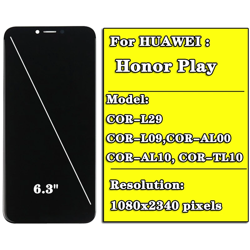 AAA Quality 10 Touch For Huawei Honor Play LCD Display Screen Touch Panel Digitizer With Frame For honor play COR-L29 COR-AL00