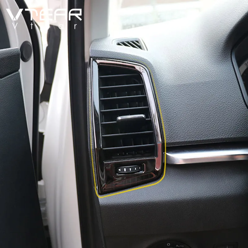 Vtear For Skoda Karoq Interior Chrome Front Air Condition Outlet Vent Moldings Cover Cap Trim Frame Accessories Car-styling Auto