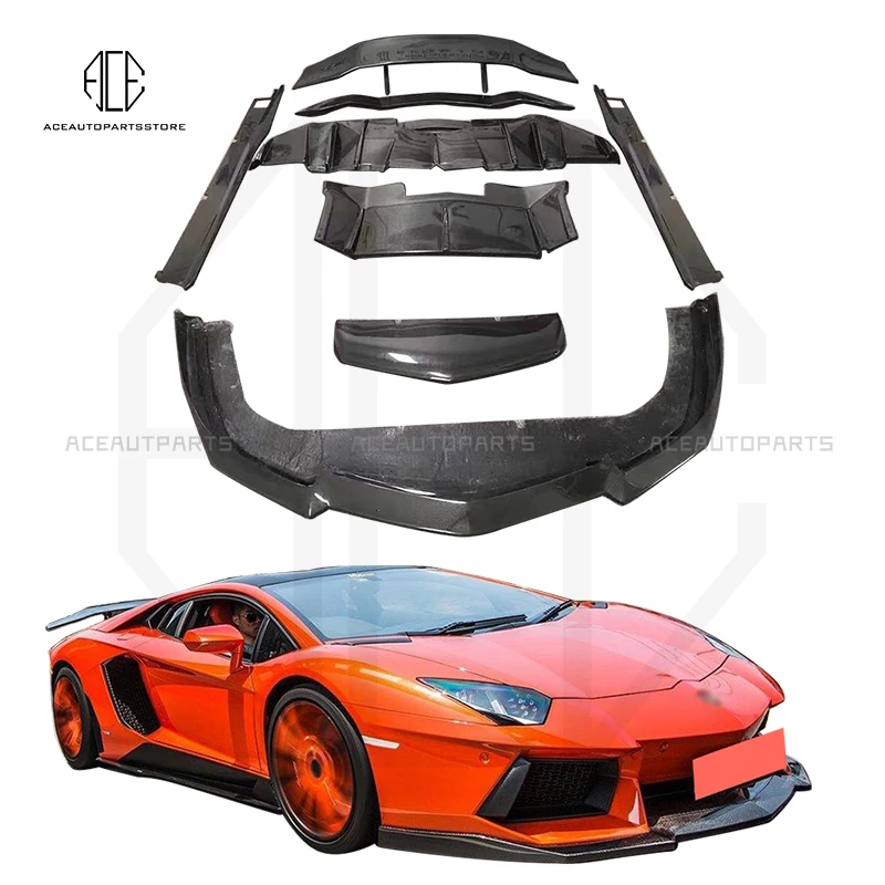 Real Carbon Fiber Body Kit For Lamborghini Aventador LP700 D Style Front Diffuser Side Skirts Rear Lip Spoiler