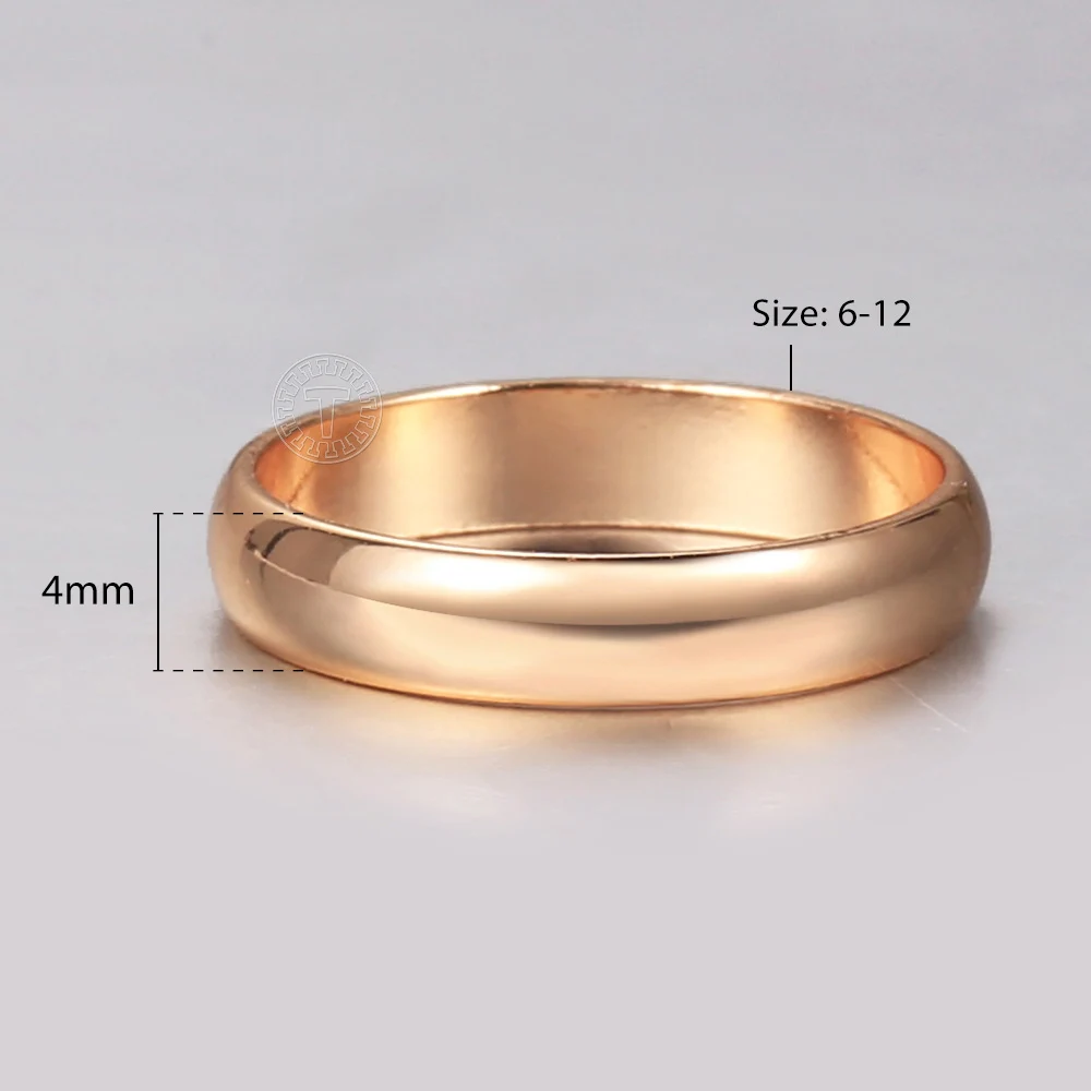 585 Rose Gold Color Ring Set Smooth Gold Filled Rings Wedding Band Couple Ring Simple Jewelry Gifts US Size 6-12 Wholesale LGR75