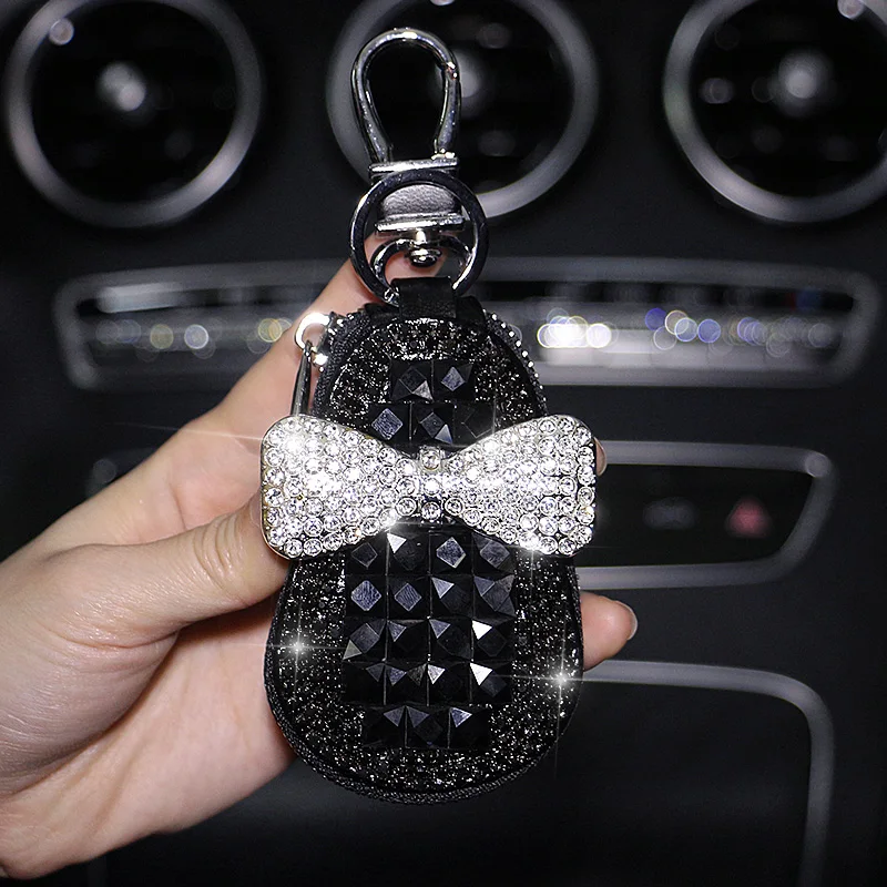 New Universal Diamond Leather Car Key Cover  Case Shell Jacket Protector Car Accessories for Girl Woman for MAZDA  Benz Bmw F30