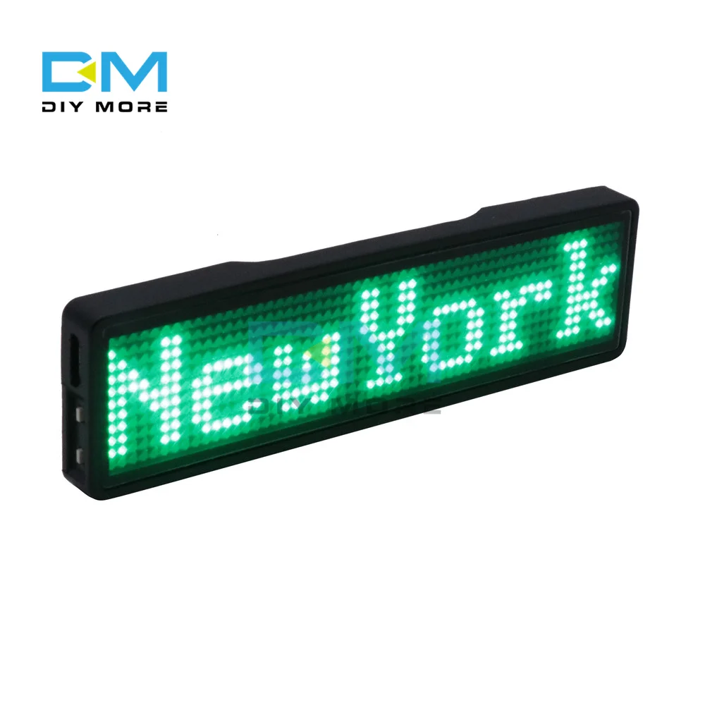 Rechargeable Bluetooth Digital LED Badge DIY Programmable Scrolling Message Mini LED Name Tag 15 Display Languages Badge Module