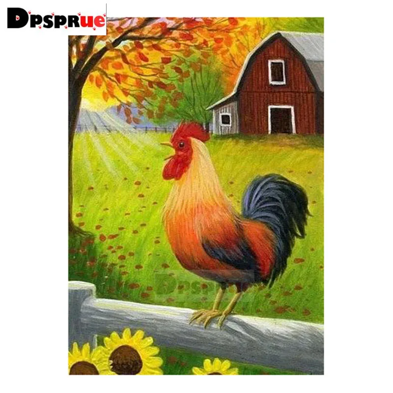 

Dpsprue Full Square/Round Diamond Painting Cross Stitch Diamond 3D Embroidery Animal Cock DIY 5D Moasic Home Decor Gift D37