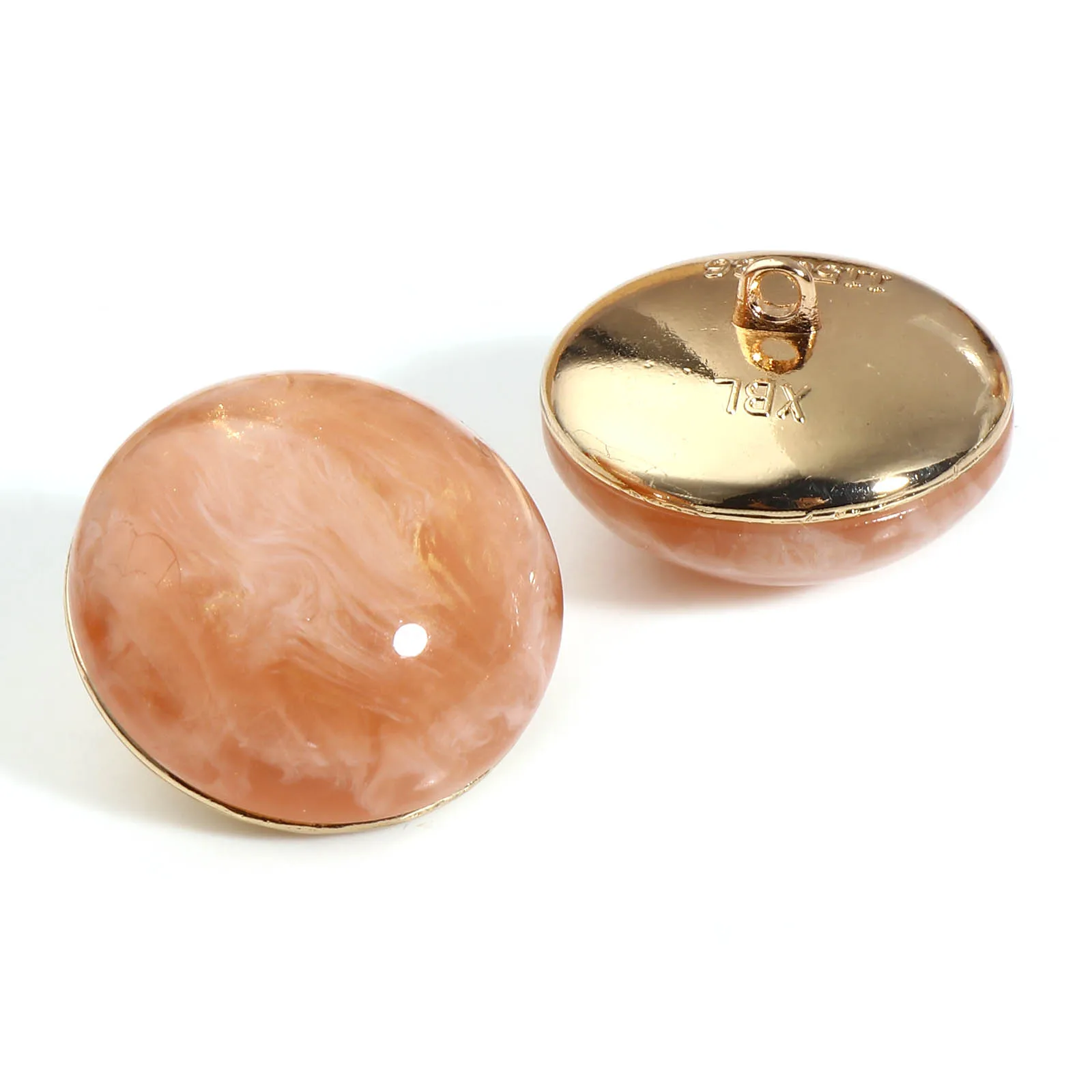 5PCs Resin Imitation Natual Stone Ball Shank Buttons Metal Round Gold Color Clothes Decoration Sewing Button Garment Accessorie