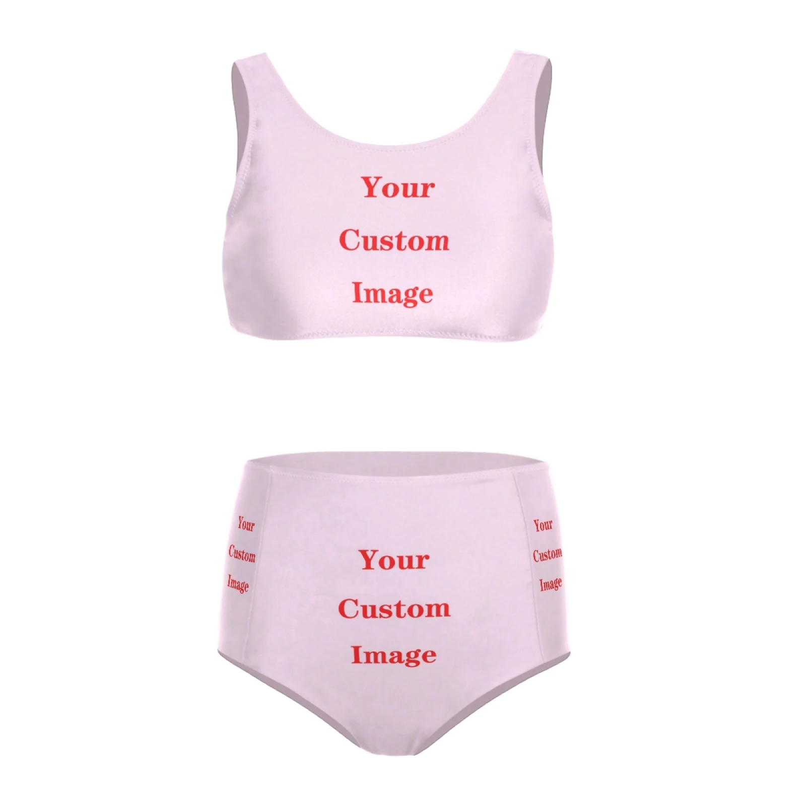 Traje de baño de dos piezas con estampado personalizado para mujer, bañador Bandeau Sexy de cintura alta con Control de barriga, Tankini, 2021