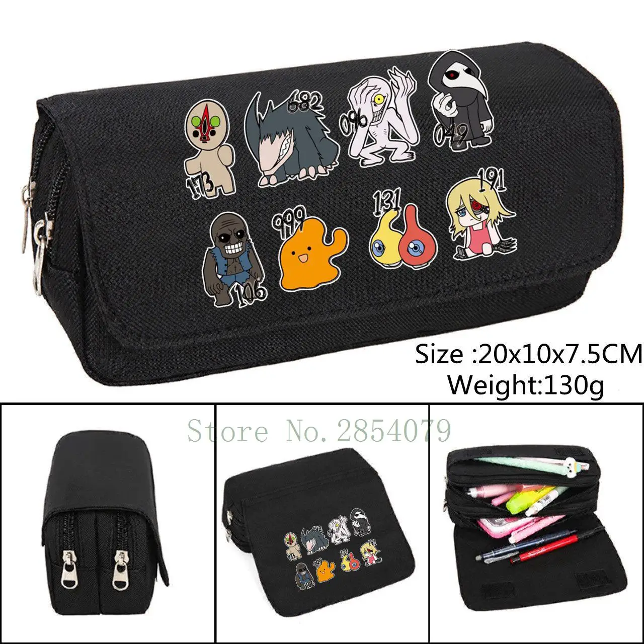 Game SCP Foundation Pencil Case Anime Make up Cosmetic Bag Student Stationery Multi-function flip Bags Gift