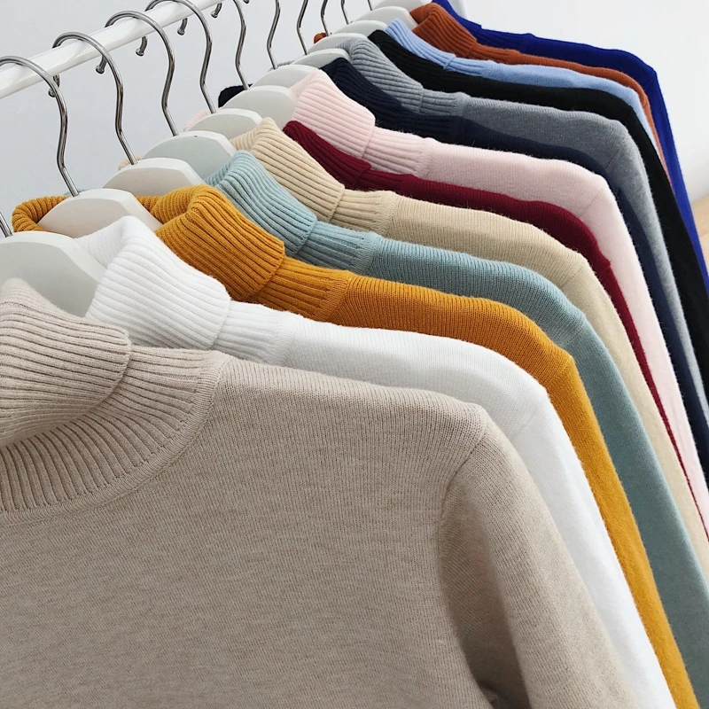 12 colors men's autumn winter fashion casual solid color high-neck bottoming shirt couple slim knit sweater men brand sweater