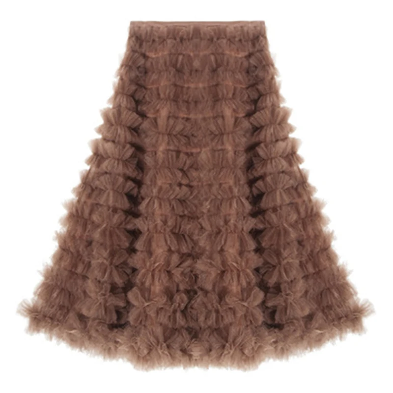 

Wedding Skirts Tulle Shaggy Skirts A-line Light Brown Ankle length Skirt for Woman Formal Cocktail Party Daily Life 2021