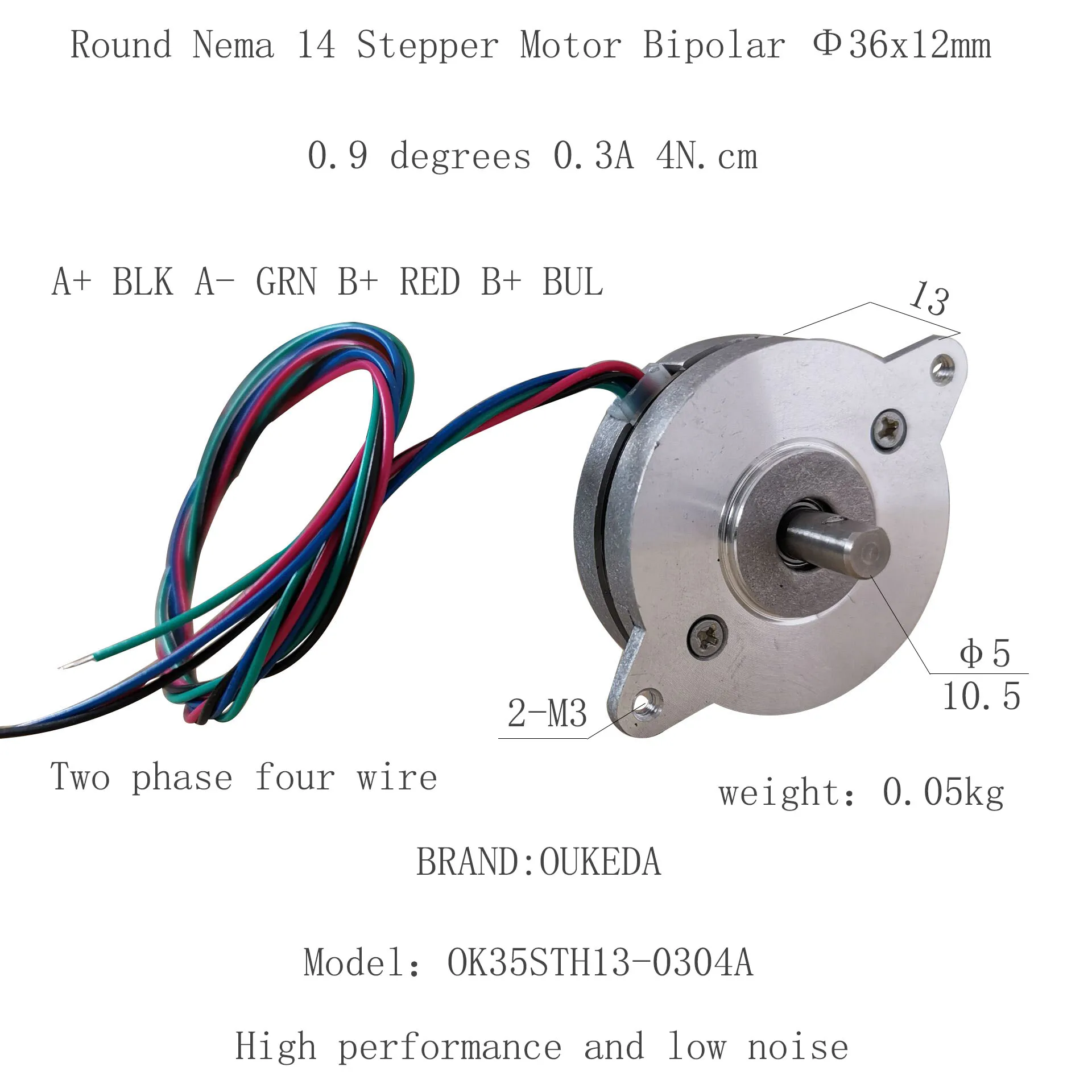 36 circular stepping motor 0.9 ultra-thin body 13 precision small motor 36mm motor 0.3A