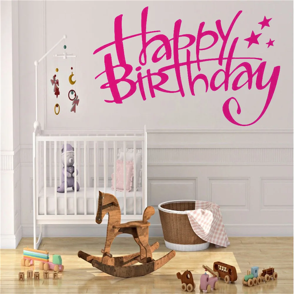 

Happy Birthday Wall Decal Home Decoration Accessories For Kids Rooms Baby Birthday Wall Stickers Interior Removable Decor