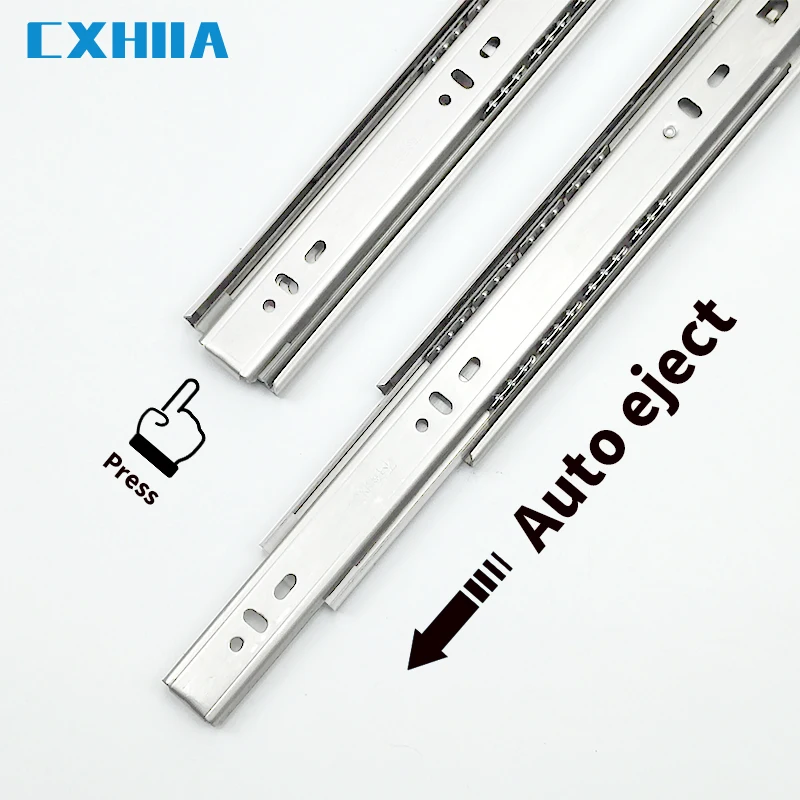 Cxhia 10-20 Inch Rvs Mute Lade Schuif Rail Drie-Sectie Buffer Track Rebound Demping