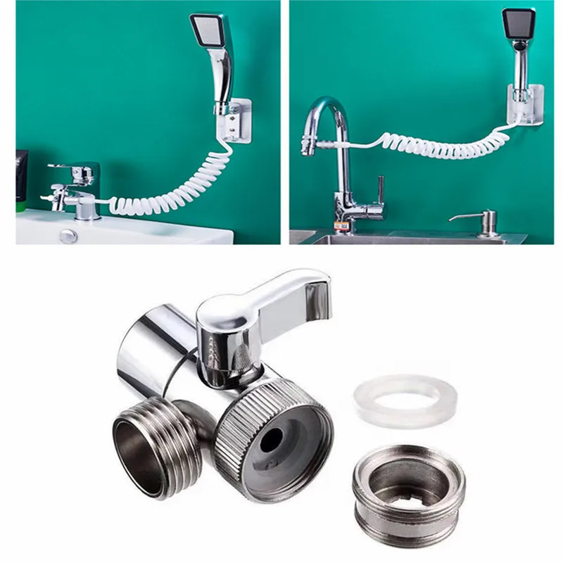 Switch Faucet Adapter 3 Way Tee Connector Shower Head Diverter Valve Home Improvement Shower Faucets Water Separator