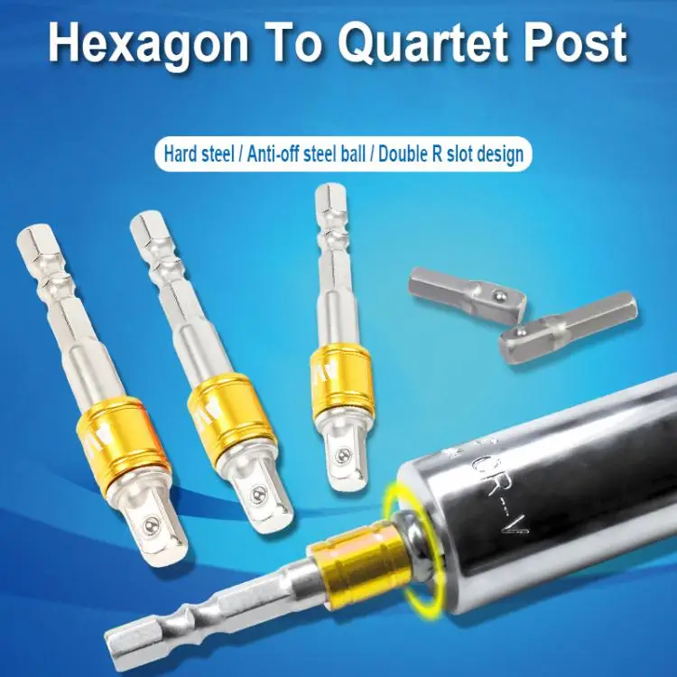 Socket Extension Conversion Adapter Hex Shank  with 1/4" Square Head for Extension Drill Bits Power Tool
