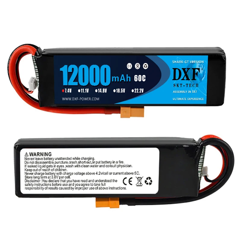 

2PCS DXF 2S 7.4V 12000mAh 60C Max 120C Lipo Battery RC Parts with T plug Comfortable for TRXX 1/10 Car Drone Helicopter Boat FPV