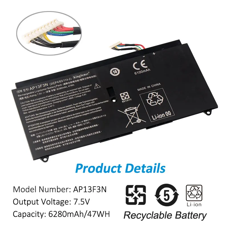 Kingsener AP13F3N 2ICP4/63/114-2 notebook baterie pro usilovat S7-392 S7-392-9890 S7-391-6822 ultrabook 7.5V 6280mah