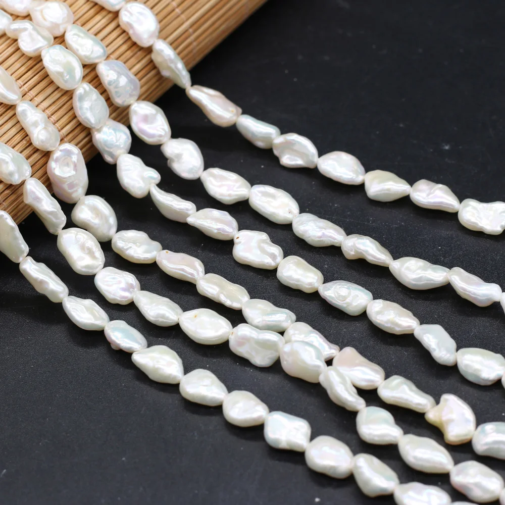 

Irregural Natural Freshwater Pearl Bead White Pearl Loose Beaded for Making Jewelry Necklace Bracelet 9x14-10x15mm Length 36CM