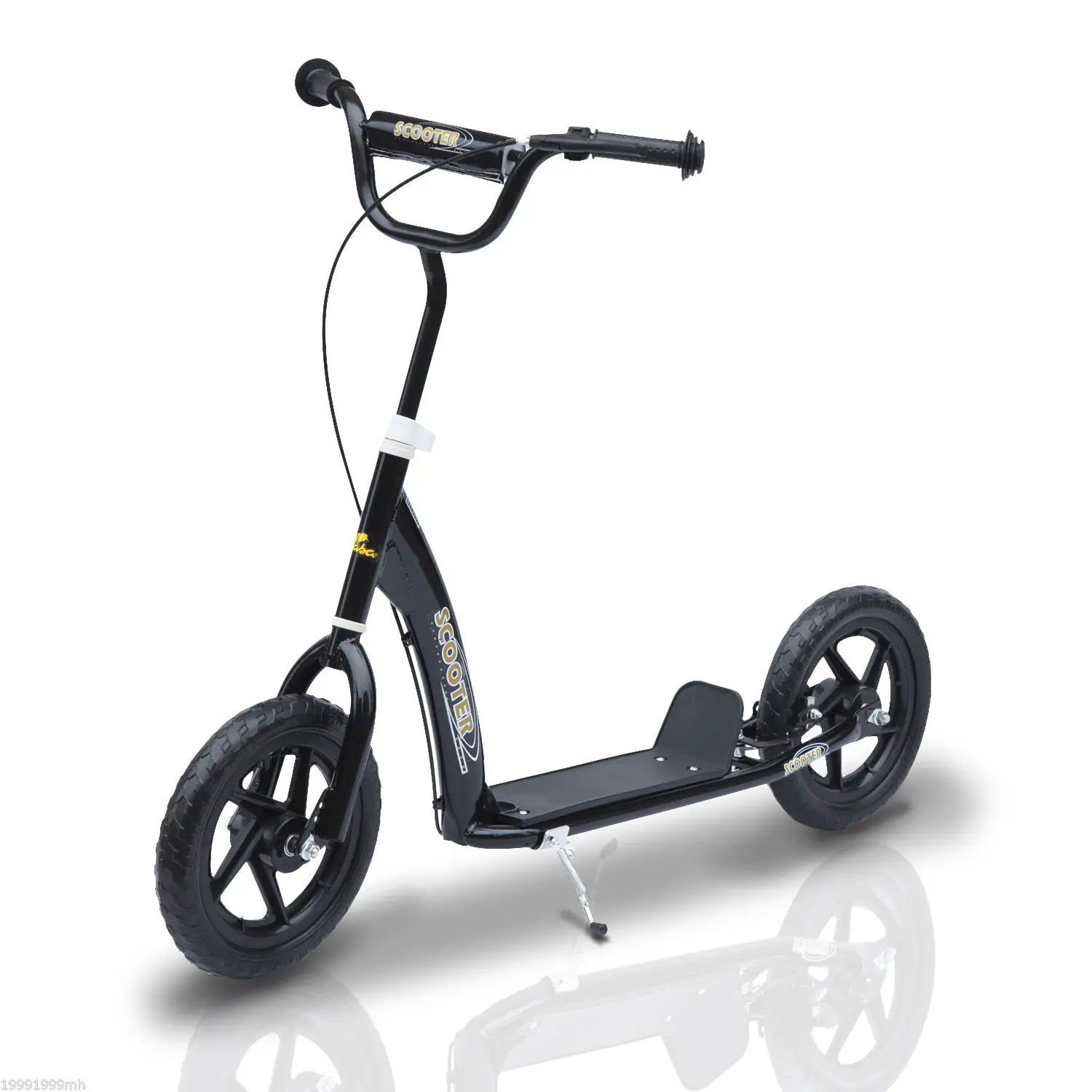 Homcom Scooter voor kinderen van 5-12 jaar oud, 12 inch wielen, rem, verstelbaar stuur, zwart