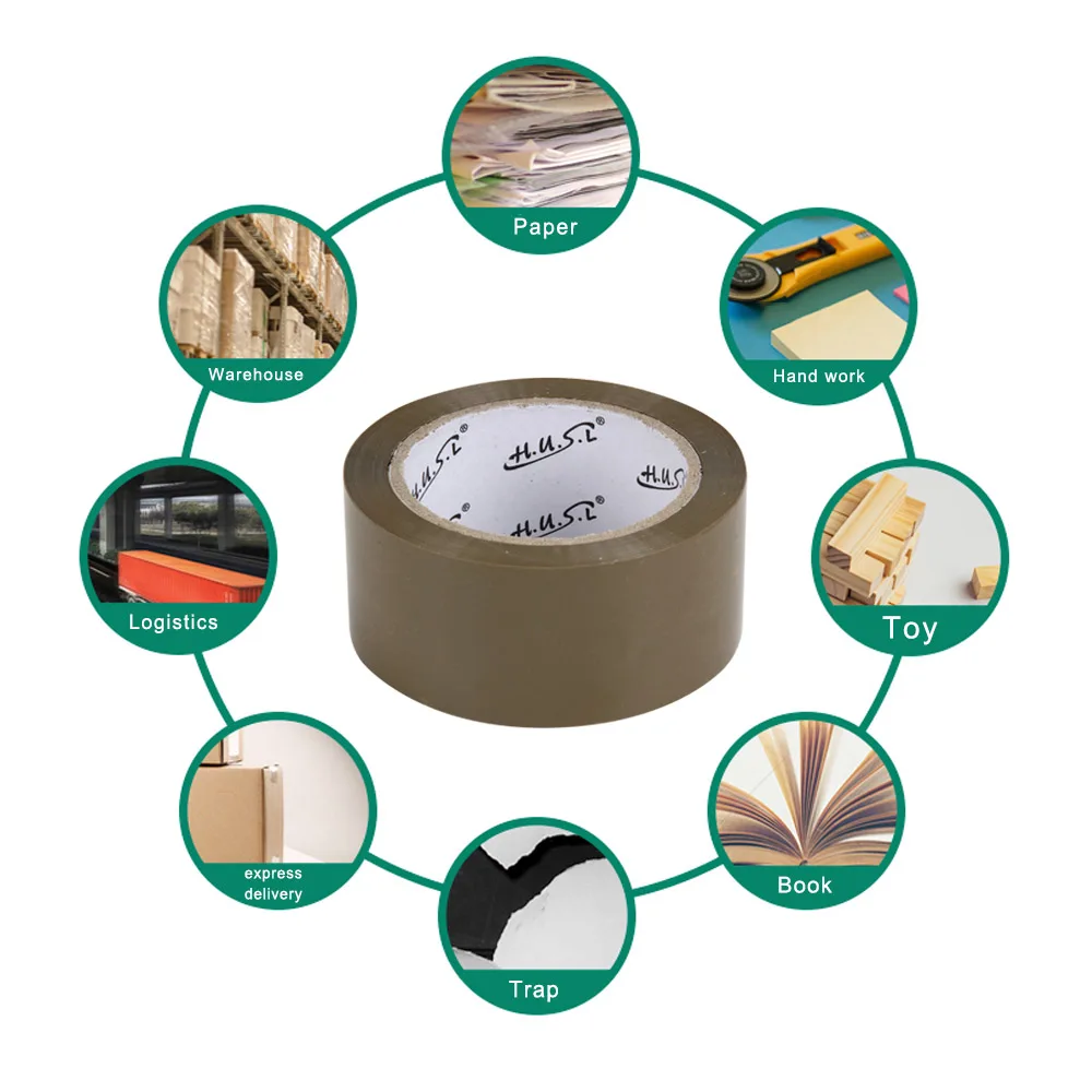 6ロールブラウン粘着テープ48ミリメートル * 100mパッケージ、輸送、エクストラストロングと耐熱テープ梱包粘着シール