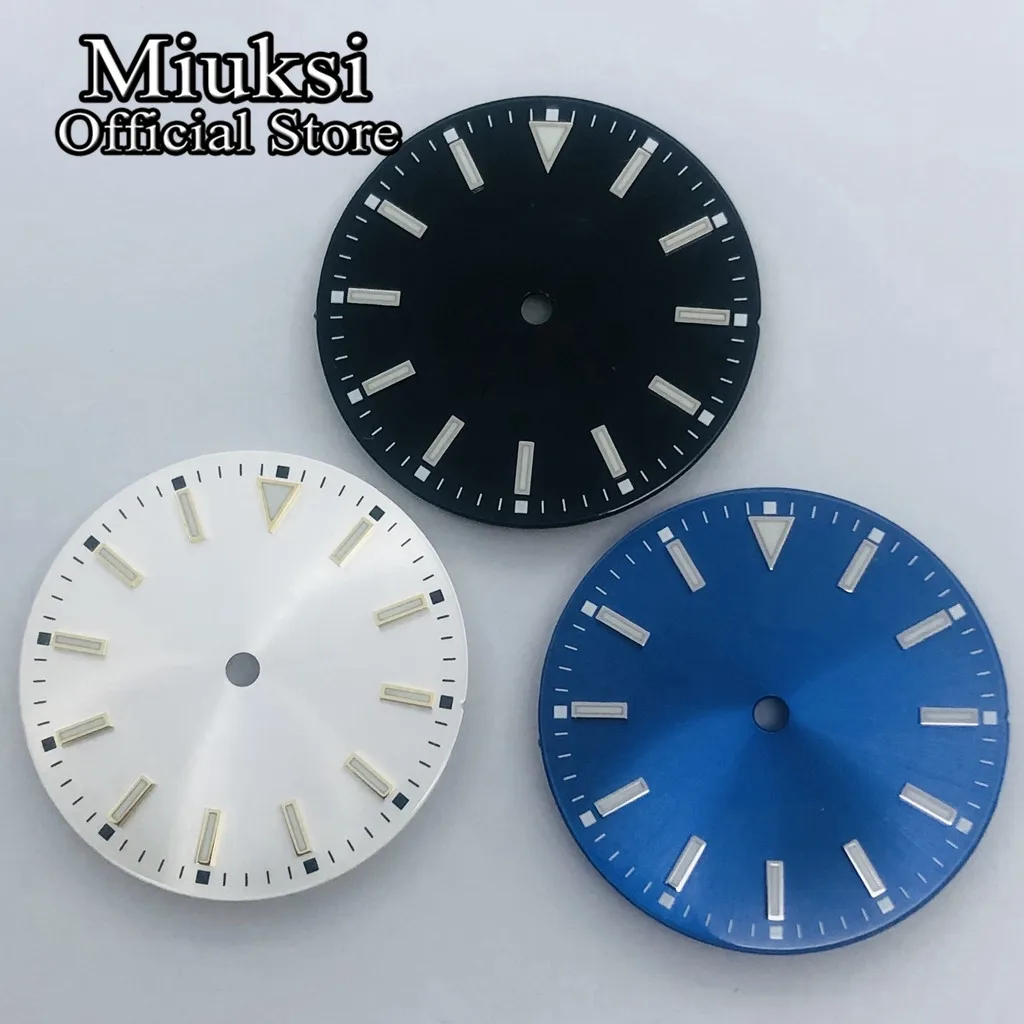 Miuksi 29.2mm black silver blue green orange yellow red dial luminous fit NH35 NH36 ETA 2824 2836 Miyota 8205 8215 821A movement