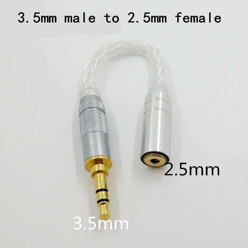 الصوت سماعة مقبس محول 8-core واحدة الكريستال النحاس الفضة مطلي مهائي كابلات الذكور إلى الإناث 3.5 مللي متر 4.4 مللي متر 2.5 مللي متر محول