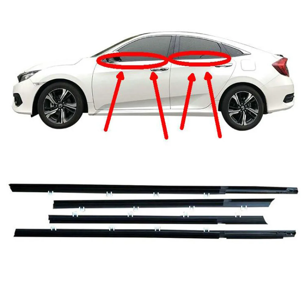 

4Pcs For Honda Civic 8th 9th 10th 2006-20112012-2015 2016-2019 Car Weatherstrip Window Moulding Trim Seal Belt Exterior Styling