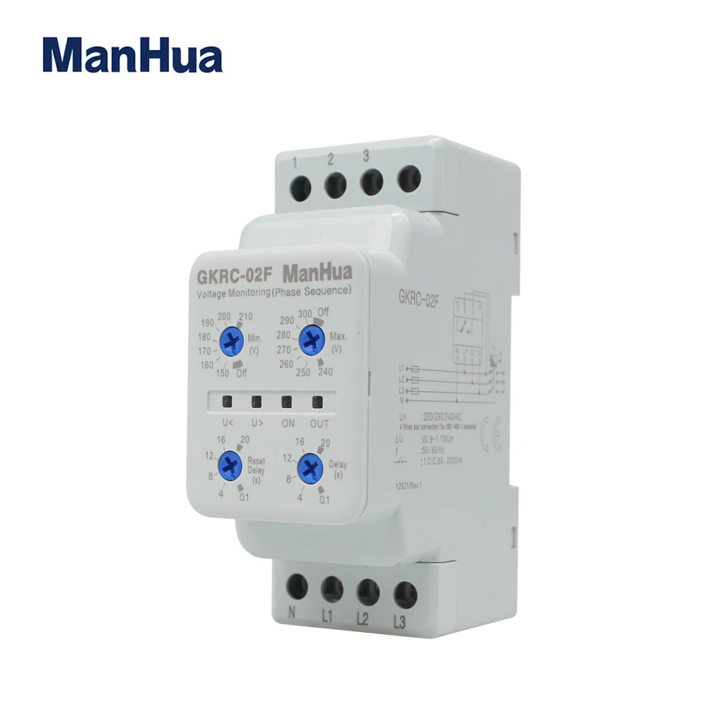 ManHua Three Phase Four Wire GKRC-02F Voltage Monitoring Phase Sequence Device Monitor Relay